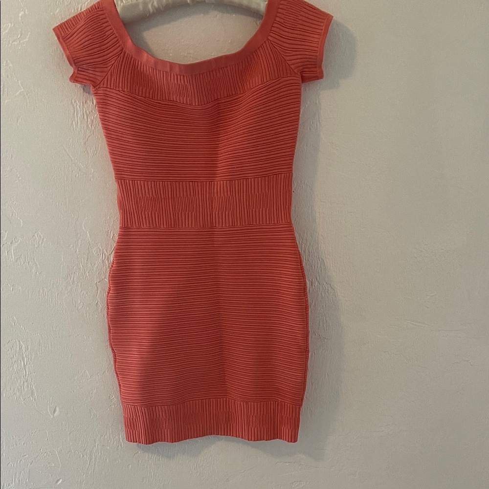 Marciano by Guess Coral Ribbed  Mini Dress, size small